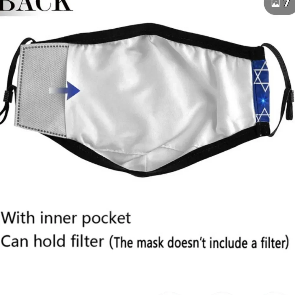 New Happy Hannukah Blue Black And White Facemask.